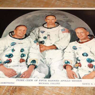 Prime Crew of 5th Manned Apollo Mission - Image Card, Armstrong, Collins, Aldrin