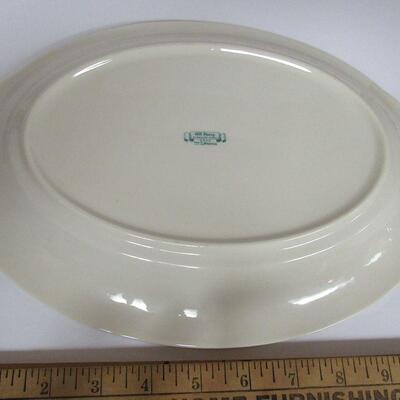Vintage Coralbel Oval Platter and Oval Bowl, Old Ivory, Syracuse China, USA