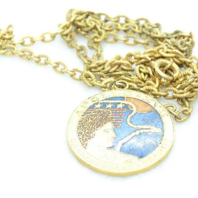 Apollo XVII Mission Gold Tone Chain Pendant Charm