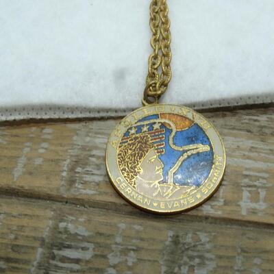 Apollo XVII Mission Gold Tone Chain Pendant Charm