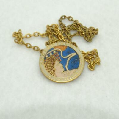 Apollo XVII Mission Gold Tone Chain Pendant Charm