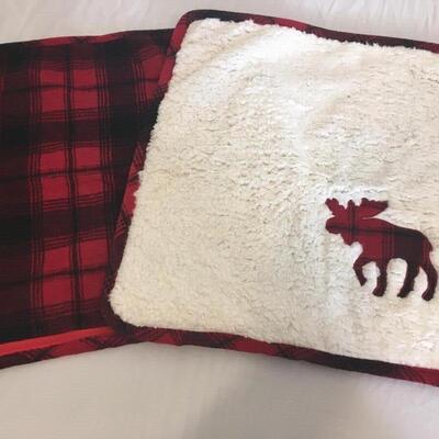 Set of 2 plaid Sherpa Moose Covers