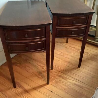 M740 Pair of Mahogany Two Drawer Endtables