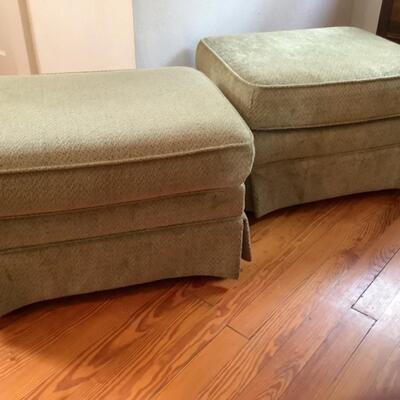 M749 Pair of Green Upholstered Ottomans