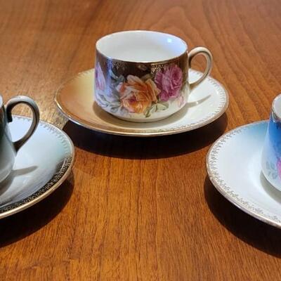 Lot 193: (3) Three Crown China Tea Cups & Saucers - Made in Germany