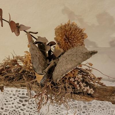 Lot 201: Vintage Wood with Dried Floral and Bird