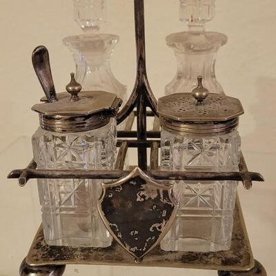 Lot 209: Antique 1800's EPNS & Crystal Cruet Set