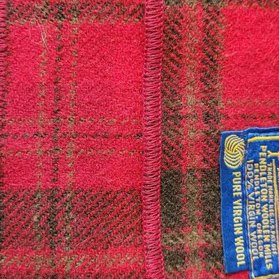 Lot 212: Vintage Red & Green Plaid PENDLETON Blanket