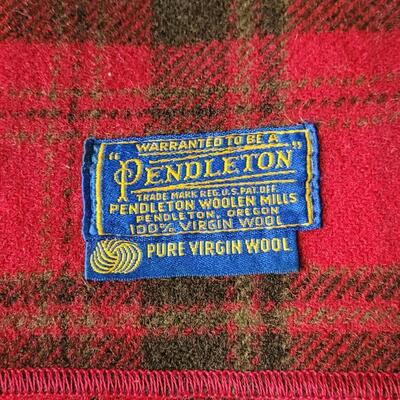 Lot 212: Vintage Red & Green Plaid PENDLETON Blanket