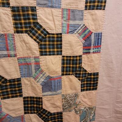 Lot 222: Antique Handmade Quilt- has some discoloration consistent with age