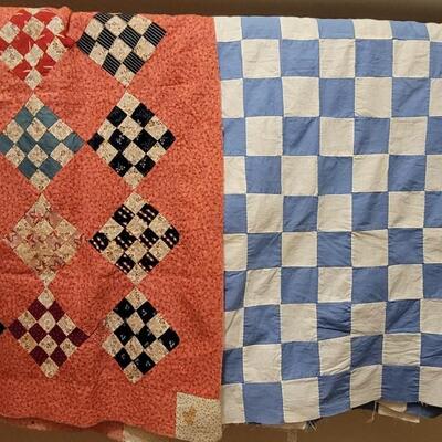 Lot 223: (2) Vintage Quilts - both need backing
