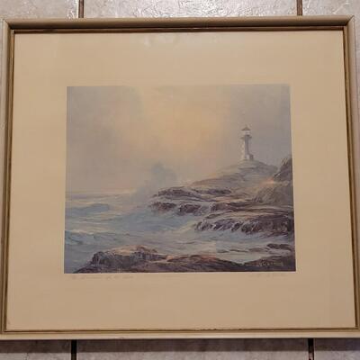 Lot 225: Vintage Print "Sentinel of the Sea" by deGarthe -Nova Scotia-  Hand Signed and Titled