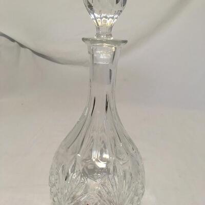 Vintage wine liquor decanter glass clear teardrop shaped diamond design with glass stopper