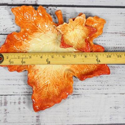 Vintage Maple Leaves Fall Ceramic Tray