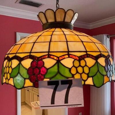 LOT#77D: Vintage Stained Glass Chandelier