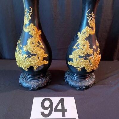 LOT#94D: Pair of Asian Themed Vases