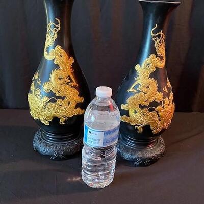 LOT#94D: Pair of Asian Themed Vases