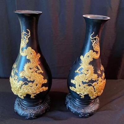 LOT#94D: Pair of Asian Themed Vases