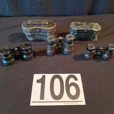 LOT#106D: Trio of Antique Binoculars/Opera Glasses