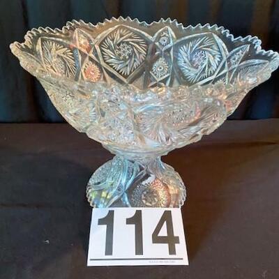 LOT#114D: Cut Glass Punch Bowl