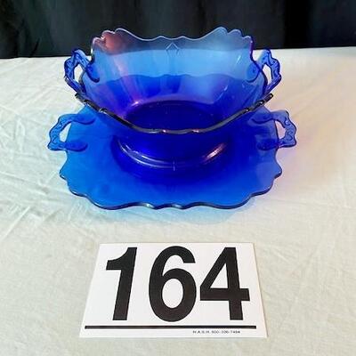 LOT#164L: Vintage Mt. Pleasant Cobalt Glass