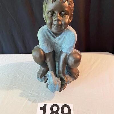 LOT#189L: Boy with Frog Statue