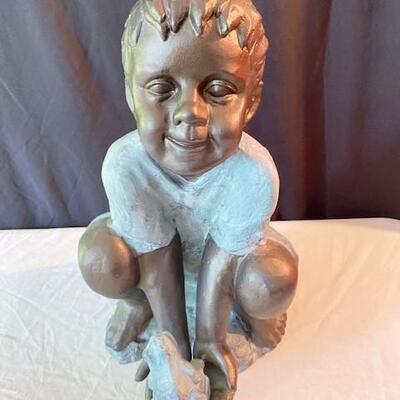 LOT#189L: Boy with Frog Statue
