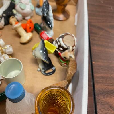 Tray full of Miniatures: Mice, Creamer, Tooth pick Holder 