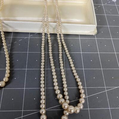 2 sets of Pearl Necklaces Costume Chocker style 