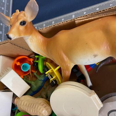 Tray of Toys: Deer, Blocks, Dinosaur etc.