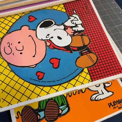 Vintage Playschool Tray Puzzle Set: Disney, Snoopy, Sesame Street
