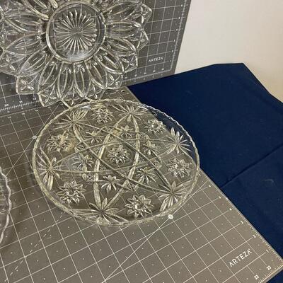 4 Clear Glass Platter Trays All Round 