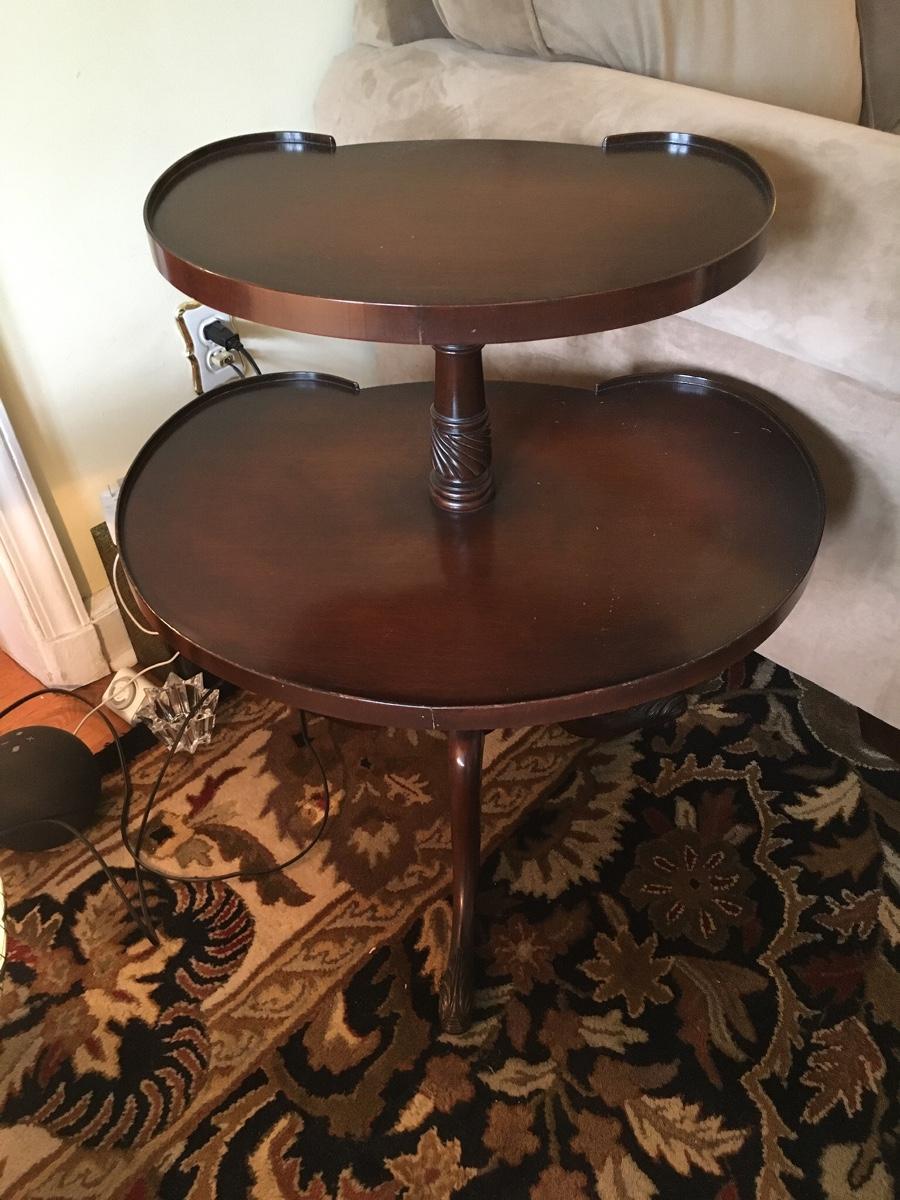 Duncan Phyfe style kidney shaped end tables