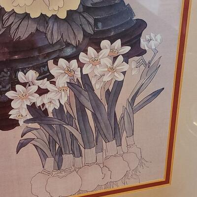 Lot 309: Vintage Asian Inspired Print and Lamp