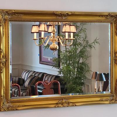 Lot 308: Vintage Gold Gilt, Carved Framed Wall Mirror