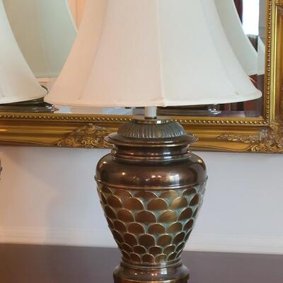 Lot 314: Vintage Large Cast Pair of Lamps (Bronze)