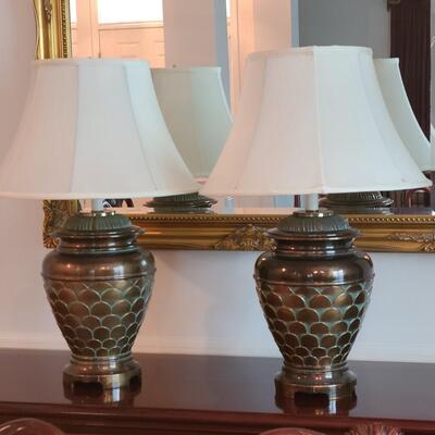 Lot 314: Vintage Large Cast Pair of Lamps (Bronze)