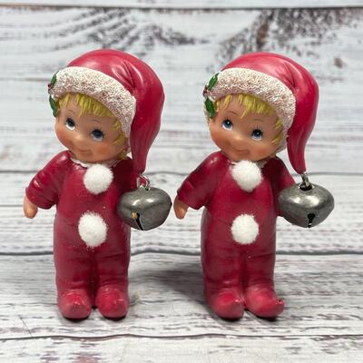 Young Boyâ€™s Christmas Bells Figurines Set of Two Morehead Inc Holly Baber Collection