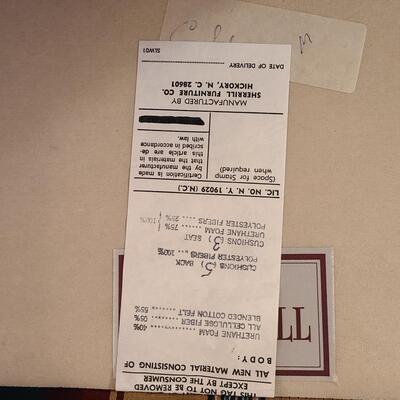 Lot 303: Sherrill Furniture: Three Cushion Multicolor Sofa #1 (Gold, Burgundy, Evergreen)