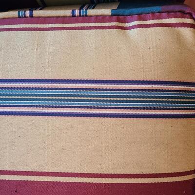 Lot 303: Sherrill Furniture: Three Cushion Multicolor Sofa #1 (Gold, Burgundy, Evergreen)