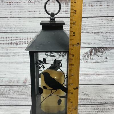 Black Bird Silhouette Battery Op Candle Lantern