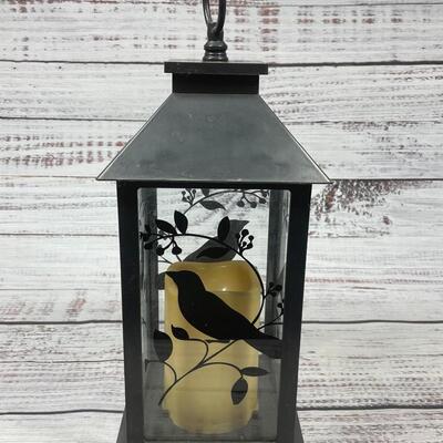 Black Bird Silhouette Battery Op Candle Lantern