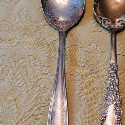 Lot 247: Vintage & Antique Silver Plate Berry Spoons & Serving Fork
