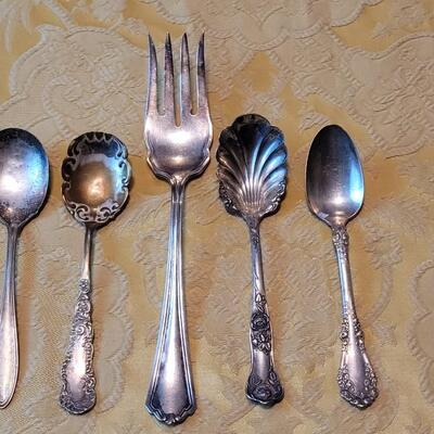 Lot 247: Vintage & Antique Silver Plate Berry Spoons & Serving Fork