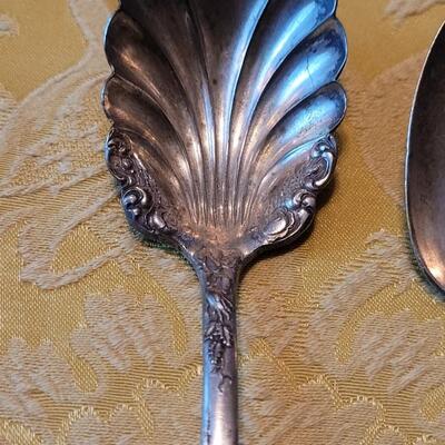 Lot 247: Vintage & Antique Silver Plate Berry Spoons & Serving Fork