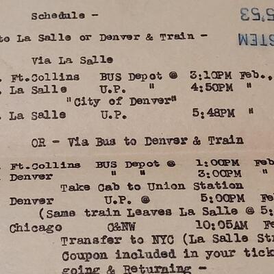 Lot 254: 1950's Railroad Ephemera- Ticket & Schedule