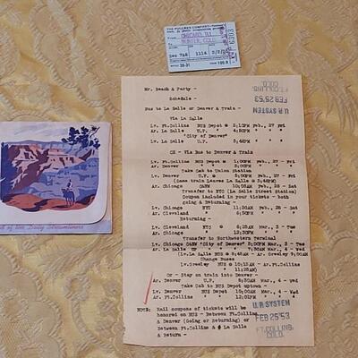 Lot 254: 1950's Railroad Ephemera- Ticket & Schedule
