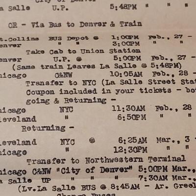 Lot 254: 1950's Railroad Ephemera- Ticket & Schedule