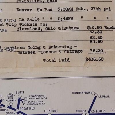 Lot 254: 1950's Railroad Ephemera- Ticket & Schedule