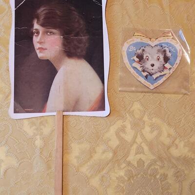 Lot 261: Antique Eaton, Colorado Advertising Paper Fan and a Vintage Valentine